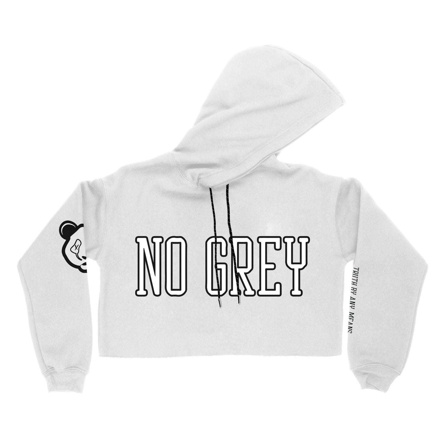 No Grey - Premium Crop Top Hoodie (White)