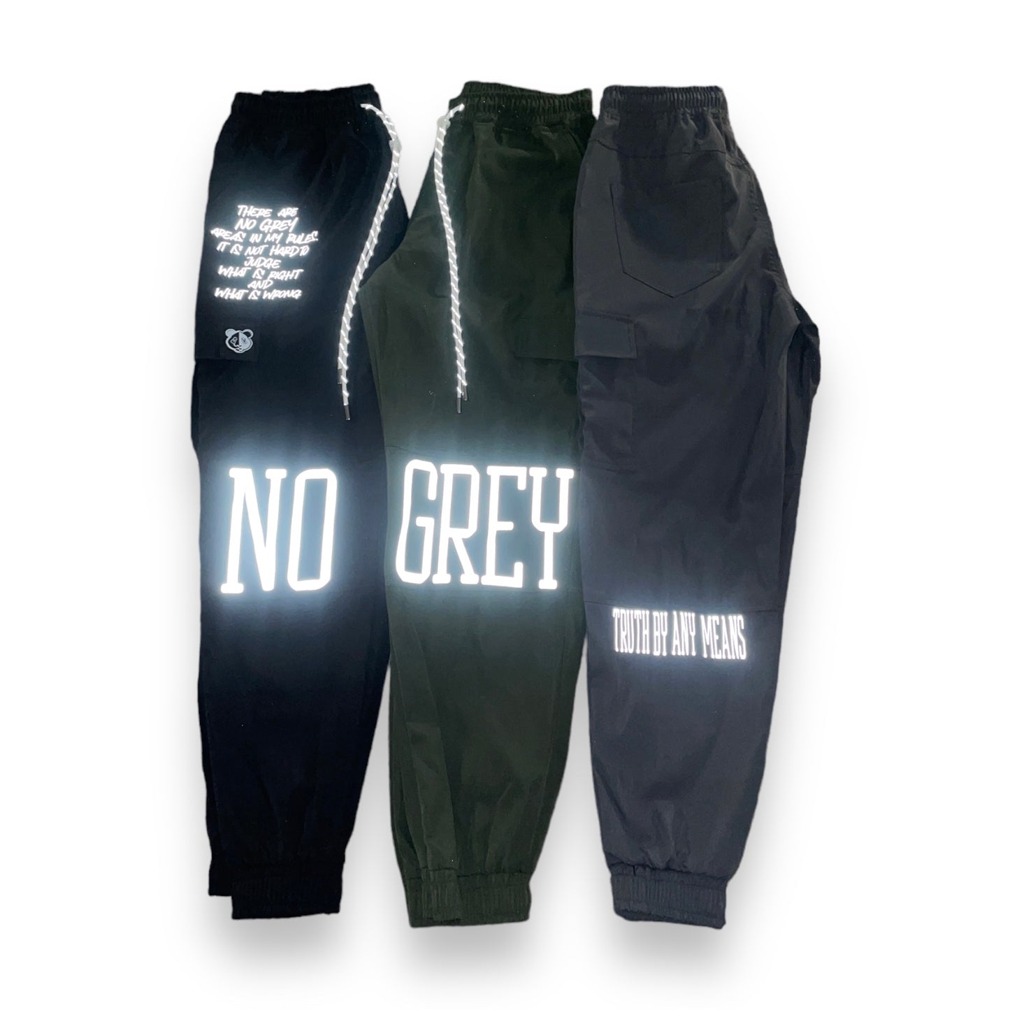 No Grey Reflective Cargo Pants (Grey)