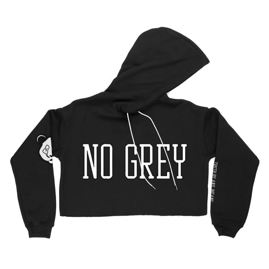 No Grey - Premium Crop Top Hoodie (Black)