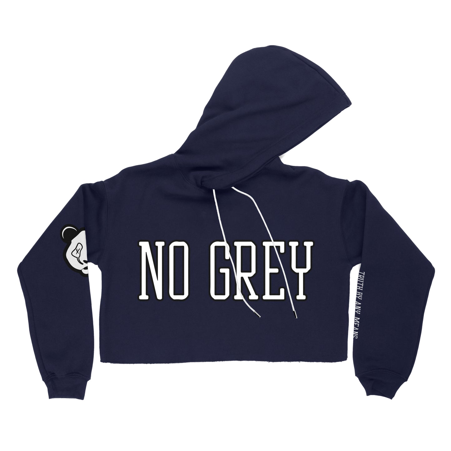No Grey - Premium Crop Top Hoodie (Navy)