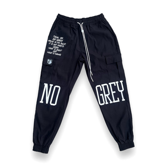 No Grey Reflective Cargo Pants (Black)
